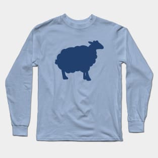 Sheep Silhouette Pattern in Blue Long Sleeve T-Shirt